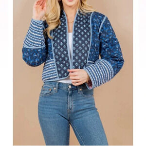Sunday Up Reversible Paisley Print Quilted Cottagecore Crop Jacket Sz L